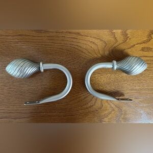 Pair of Elegant Heavyweight Curtain Holdbacks Brushed Nickel Discontinued BB&B